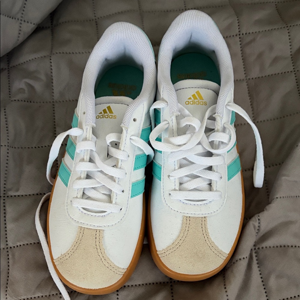 Adidas White and Aqua Sneakers
